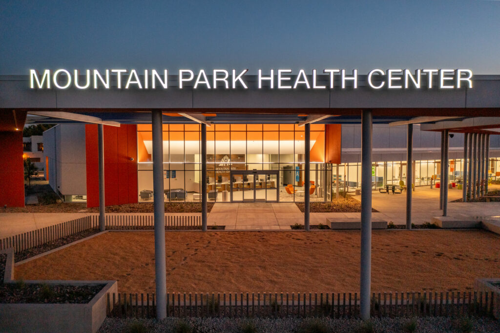 Mountain Park Health Center sign on clinic entrance